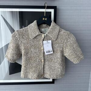 Asta Resort Morgan Polo Cardigan in Gold